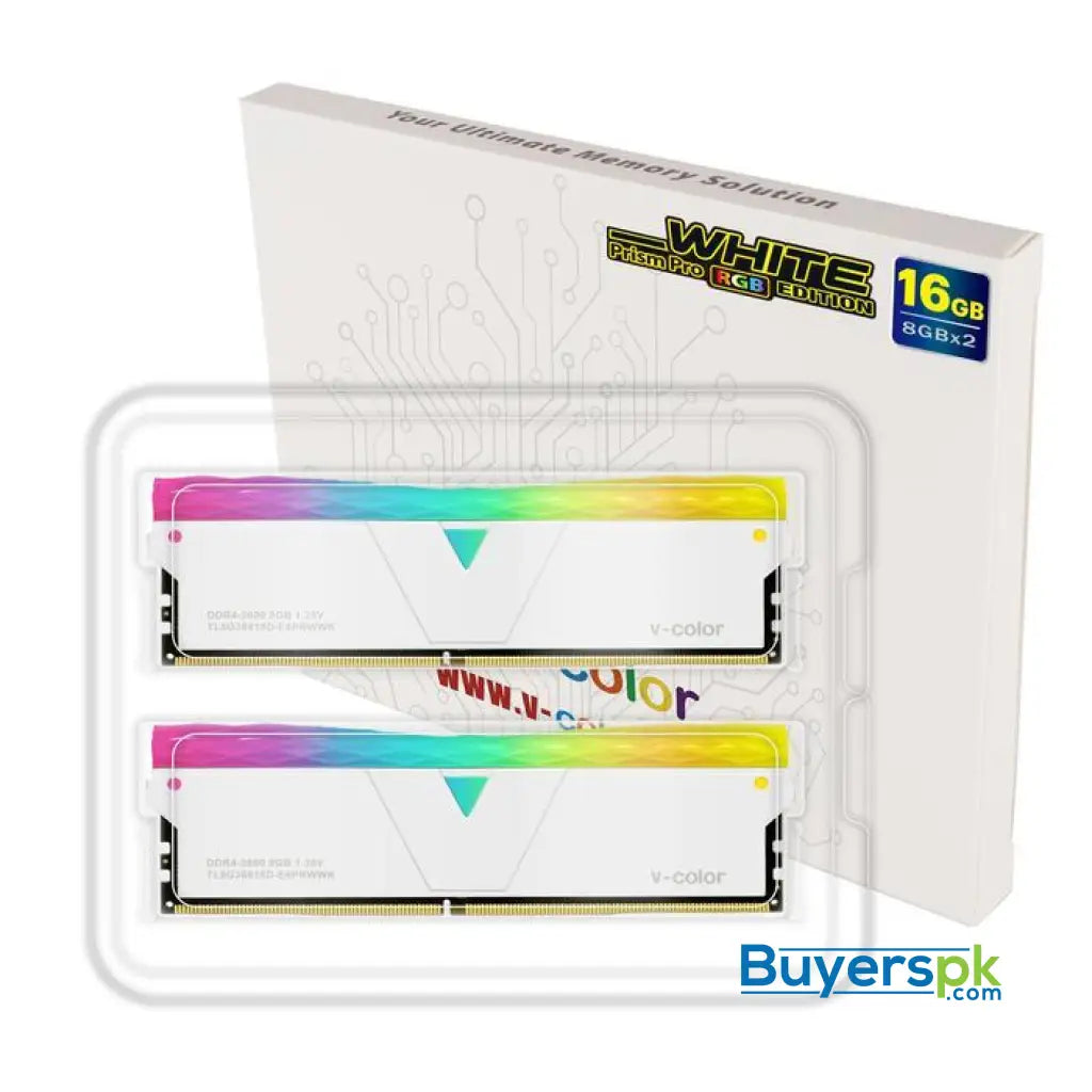V-color Prism Pro Rgb 16gb (8gbx2) Ddr4 Dram 3600mhz Gaming Memory Ram - Glacier White - RAM Price in Pakistan V-color Prism Pro Rgb 16gb (8gbx2) Ddr4 Dram 3600mhz Gaming Memory Ram - Glacier White - RAM Price in Pakistan